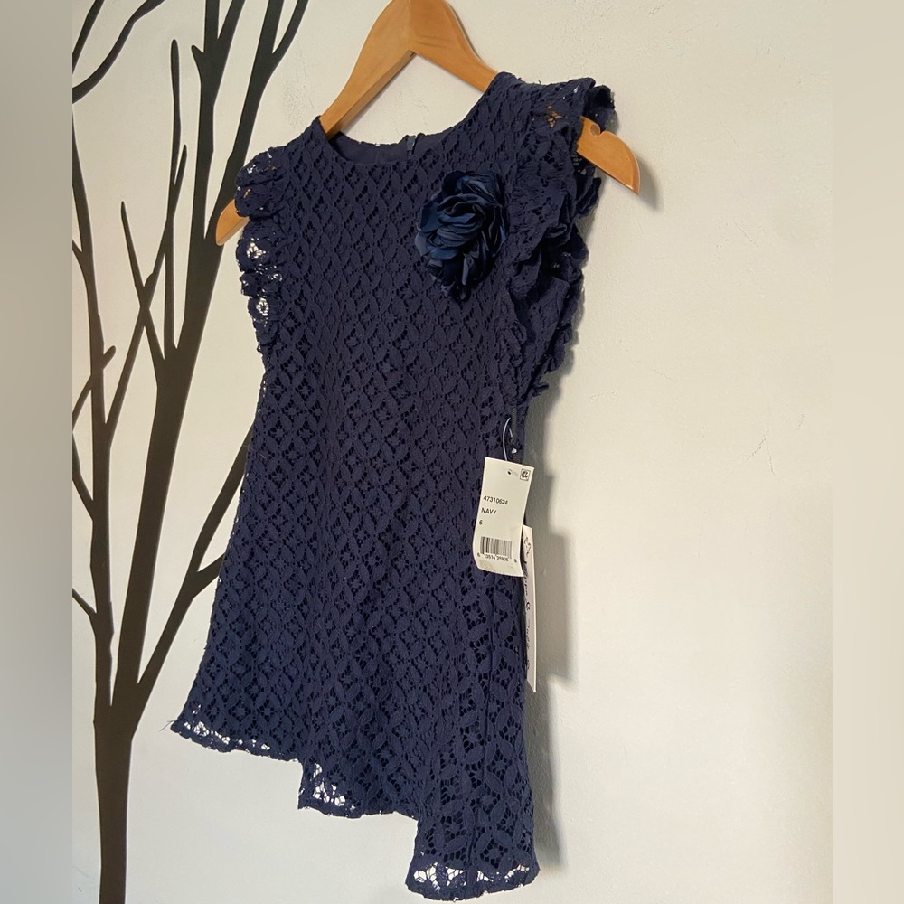 NWT Pippa & Julie girls navy lace dress - Picture 2 of 7